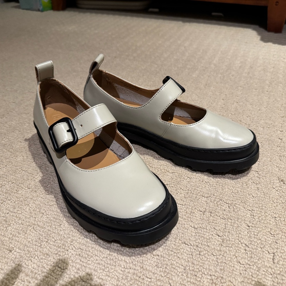 Camper Cream Brutus Mary Janes with Black Soles - NEW